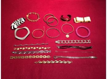Lot Of 20 Vintage Bracelets, Bangles, Cuffs, Beads. Coro, Monet, Napier And Krementz.