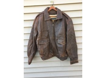 Vintage Mens Extra Large Wilsons Adventure Bound Originals Brown Distressed Leather Bomber Jacket.