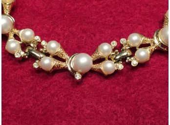 Vintage KRAMER Gold And Pearl Necklace. Approximately 32' Long.