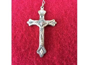 Vintage Crystal Glass Rosary Beads With Cross. 28' Chain. Silver Italy Cross.