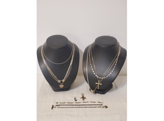 Assorted Ladies Sterling Silver Chains & Necklaces, Bracelets, Pendants & Charm