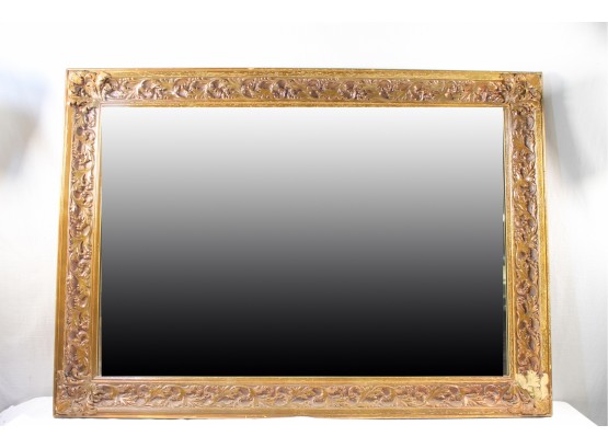 Vintage Wall Mounted Mirror With Ornate Wood Frame