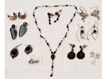 Sterling Silver Assortment Of Ladies Earrings & More