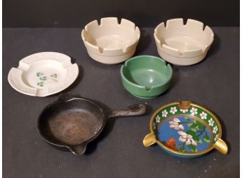 Vintage Mid Century Modern Assortment Of Ashtrays Including Beleek Porcelain