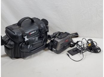 Vintage Minolta Master C-518 Video Camera And Ambico Faux Leather Bag
