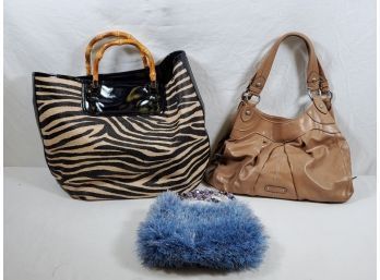 Assortment Of Ladies Purses Including Talbots, Nine West & A Cute Fuzzy Purse