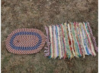 Small Rag Rug 20x26 Inches And Small Braided Rug 16x24 Inches