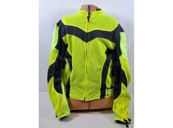 Xelement Advanced Motorcycle Gear Sz Small Dayglow Yellow Jacket With A Zip Out Quilted Liner With Pockets.