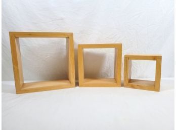 Set Of Three Wood Shadow Box Wall Shelves