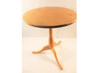 Pine Wood Side Table With Round Top