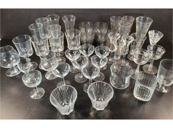 Large Assortment Crystal, Glass Stemware And Everyday Glasses