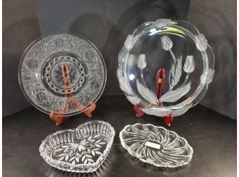 Vintage Crystal & Glass Platter / Tray Assortment Including Mikasa