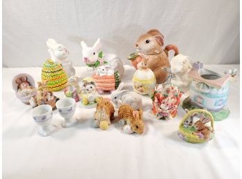 Cute Assortment Of Ceramic & Resin White Bunny Figurines And More - Lefton, Russ & Berrie & More