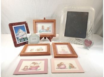 Assortment Of Jareckie Adorable Prints And Assorted Frames Including Beautiful Glass Photo Frame