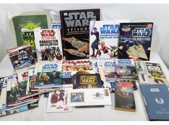 Large Assortment Of STAR WARS Books, Puzzles, 1st Day Issue Stamp, Activity Books And More