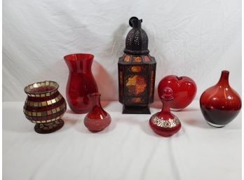Colorful Assortment Of Vases, Candle Holders, Jars & More
