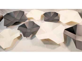 Eight Plastic Black & White Contemporary Design Nesting  Bowls