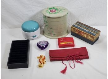 Assortment Of Jewelry Boxes, Cleaners, And Accessories