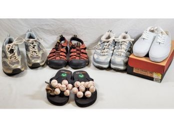Assortment Of Ladies Size 6 Fitness And Outdoor Footwear.  Keans, Sketchers, Faps, And Hotflops