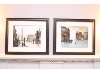 Two Glass Framed Watercolor Landscapes