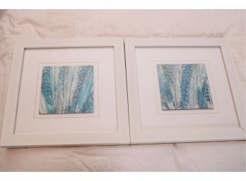 Pair Of Peacock Feather Glass Framed Prints