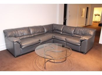Leather Sectional With Sofa Bed And Recliner By Craftwork Guild