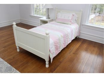 Pottery Barn Catalina Square Twin Bed Frame With Bedding