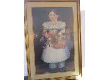 Print Of Girl With Flower Basket