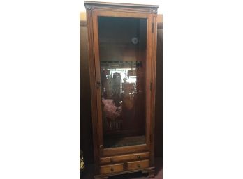 Antique Long Gun Display Cabinet With Drawers 7 Spots