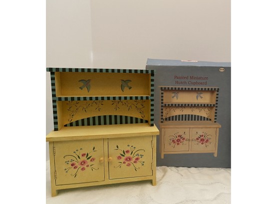 Miniature Painted Hutch Cupboard-Ivory, Pink, Blue Cracker Barrel By SUSAN WINGET In BOX