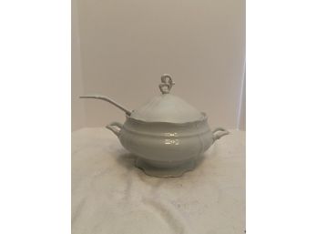 Antique Porcelain Soup Tureen With Ladle