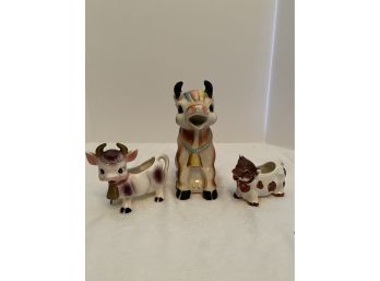 RARE & VINTAGE Lot Of 3 Cow Creamers/Pitcher Includes Elsie The Cow