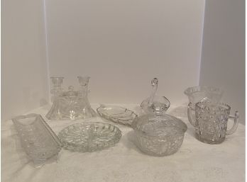 Assorted Cut/Pressed Crystal Glass Items