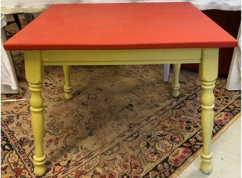 Low Side Table In Red And Green Paint