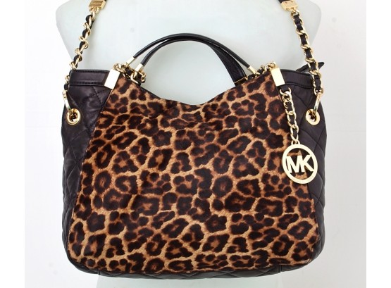 Michael Kors Dyed Calfhair And Leather Trim Bag