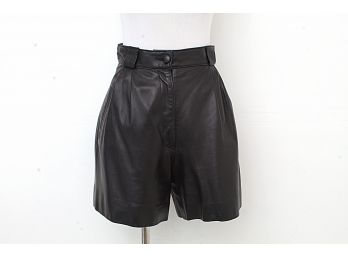 Erez Black Leather Shorts, Size 6