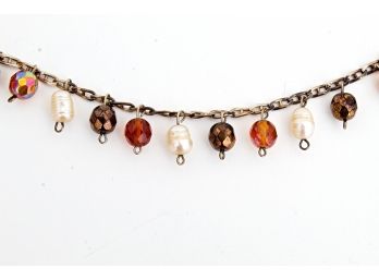 Sterling Silver Bracelet With Faceted Beads & Pearls