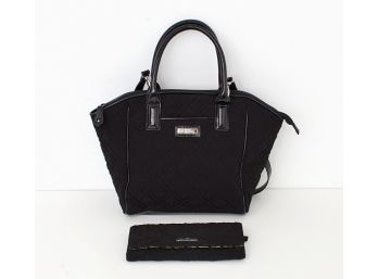 Vera Bradley Black Quilted Bag & Matching Elongated Wallet