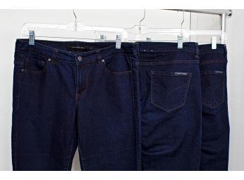 Three Pairs Calvin Klein Stretch Jeans, Size 10