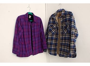 L.L. Bean & Outdoor Life Fleece Lined Plaid Work Shirts, Size Small