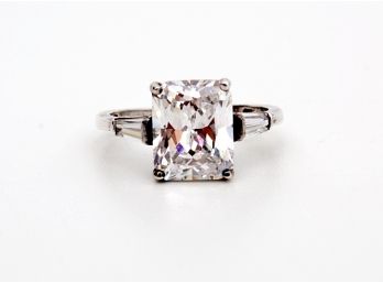Fabulous Sterling Silver & CZ Ring, Size 6.75
