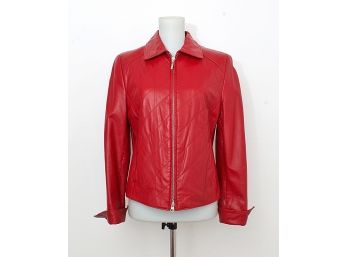 Benny's Leather Collection Red Quilted Jacket, Size 38