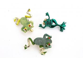 Three Articulated Frog Pins