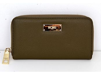 BCBG Paris Olive Leather Zip Wallet