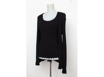 Escada Black Cotton Blend Cami & Button Sweater, Size 38