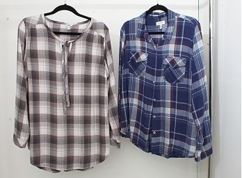 Jessica Simpson & Soma Plaid Shirts, Size Large