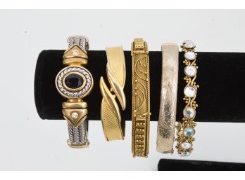 Five Nice Quality Gold Tone Bracelets