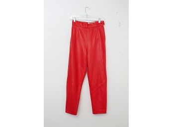 Erez Red Leather Pants, Size 6