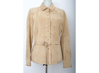 Isaac Mizrahi Suede Leather Coat,  Size Medium, AS-IS
