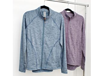 Two SHAPE Stretch Zip-Up Stretch Tops, Size Large